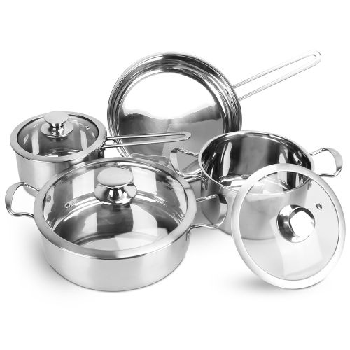 Stainless Steel Cookware Set Fast Even Heat Induction Pots Pans Set Dishwasher Safe with 2.7 3.7 Quart Stockpot 2 Quart Saucepan 9.17in Frying Pan Stainless Steel Cookware Set Fast Even Heat Induction Pots Pans Set Dishwasher Safe with 2.7 3.7 Quart Stockpot 2 Quart Saucepan 9.17in Frying Pan
