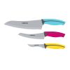 Farberware Precise Slice 3-piece Soft Grip Chef Knife Set, 8-inch Serrated Chef, 5.5-inch Serrated Utility, and 3.5-inch Trimming Parer, Assorted Colo