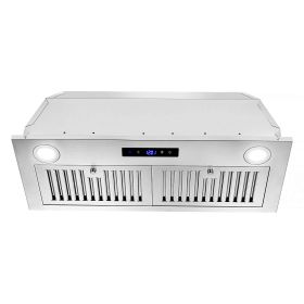 Range Hood Insert 30 inch,Stainless Steel Kitchen Vent Hood 600CFM,Built-in Kitchen Stove Hood w/Front Touch Control and Front LED Lights,Baffle Filte