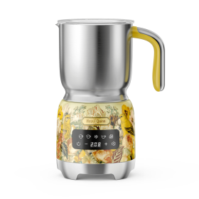 5in1 Flower print electric milk foam device, variable temperature and thickness foam device and steamer intelligent touch control milk heater without
