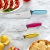 Farberware Precise Slice 3-piece Soft Grip Chef Knife Set, 8-inch Serrated Chef, 5.5-inch Serrated Utility, and 3.5-inch Trimming Parer, Assorted Colo