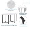 TOPMAX Modern 7-Piece Dining Table Set with Faux Marble Compact 55Inch Kitchen Table Set for 6, Black+White