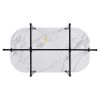 TOPMAX Modern 7-Piece Dining Table Set with Faux Marble Compact 55Inch Kitchen Table Set for 6, Black+White