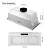 Range Hood Insert 30 inch,Stainless Steel Kitchen Vent Hood 600CFM,Built-in Kitchen Stove Hood w/Front Touch Control and Front LED Lights,Baffle Filte