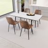 Scalable MDF modern dining table and chair set, suitable for 2-6 people, white dining table and modern brown dining chair 4-piece set, medieval dining