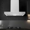 Wall Mount Range Hood 30 Inch 900CFM Vent Hood T Shape with Stainless Steel Stove Hood Split Type Permanent Grease Baffle Filter, Chimney Style Kitche