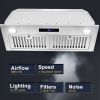 Range Hood Insert 30 inch,Stainless Steel Kitchen Vent Hood 600CFM,Built-in Kitchen Stove Hood w/Front Touch Control and Front LED Lights,Baffle Filte