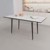 Scalable MDF modern dining table and chair set, suitable for 2-6 people, white dining table and modern beige dining chair 4-piece set, medieval dining