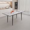 Scalable MDF modern dining table and chair set, suitable for 2-6 people, white dining table and modern brown dining chair 4-piece set, medieval dining