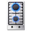 Gas Cooktop 12 Inch, Bulit-in Propane Stove 2 burner, Stainless Steel /Tempered Glass Gas Stove Top, 2 Burner Propane Cooktop, NG/LPG Convertible RV S