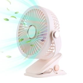 Portable Quiet Clip On Fan With 5 Speeds 3 Brightness 720¬∞ Fully Adjustable Angle Type-C Rechargeable Clip Desk Wall Mounted Fan For Camping Office H (Color: Lightpink)