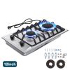 Gas Cooktop 12 Inch, Bulit-in Propane Stove 2 burner, Stainless Steel /Tempered Glass Gas Stove Top, 2 Burner Propane Cooktop, NG/LPG Convertible RV S