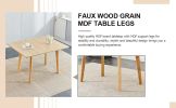 Wood colored MDF desktop with rubber wooden legs, foldable computer desk, foldable office desk, solid wood dining chair with small curved back and PU