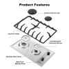Gas Cooktop 12 Inch, Bulit-in Propane Stove 2 burner, Stainless Steel /Tempered Glass Gas Stove Top, 2 Burner Propane Cooktop, NG/LPG Convertible RV S