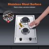 Gas Cooktop 12 Inch, Bulit-in Propane Stove 2 burner, Stainless Steel /Tempered Glass Gas Stove Top, 2 Burner Propane Cooktop, NG/LPG Convertible RV S
