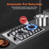 Gas Cooktop 12 Inch, Bulit-in Propane Stove 2 burner, Stainless Steel /Tempered Glass Gas Stove Top, 2 Burner Propane Cooktop, NG/LPG Convertible RV S