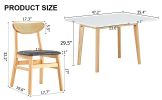 Table and chair set. White sintered stone tabletop, rubberwood legs, foldable computer desk, foldable desk. Solid wood dining chair with small curved