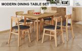 Wood colored MDF desktop with rubber wooden legs, foldable computer desk, foldable office desk, solid wood dining chair with small curved back and PU