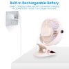 Portable Quiet Clip On Fan With 5 Speeds 3 Brightness 720¬∞ Fully Adjustable Angle Type-C Rechargeable Clip Desk Wall Mounted Fan For Camping Office H